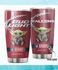Atlanta Falcons Bud Light Beer Custom Name Tumbler NFL Football Dinkwe