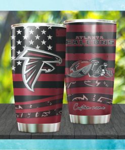 Atlanta Falcons NFL American Flag Custom Name Stainless Steel Tumblers