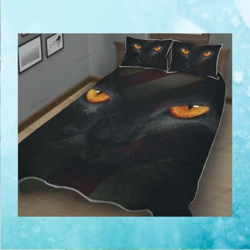 Black Eyes Cat Quilt Bed Set