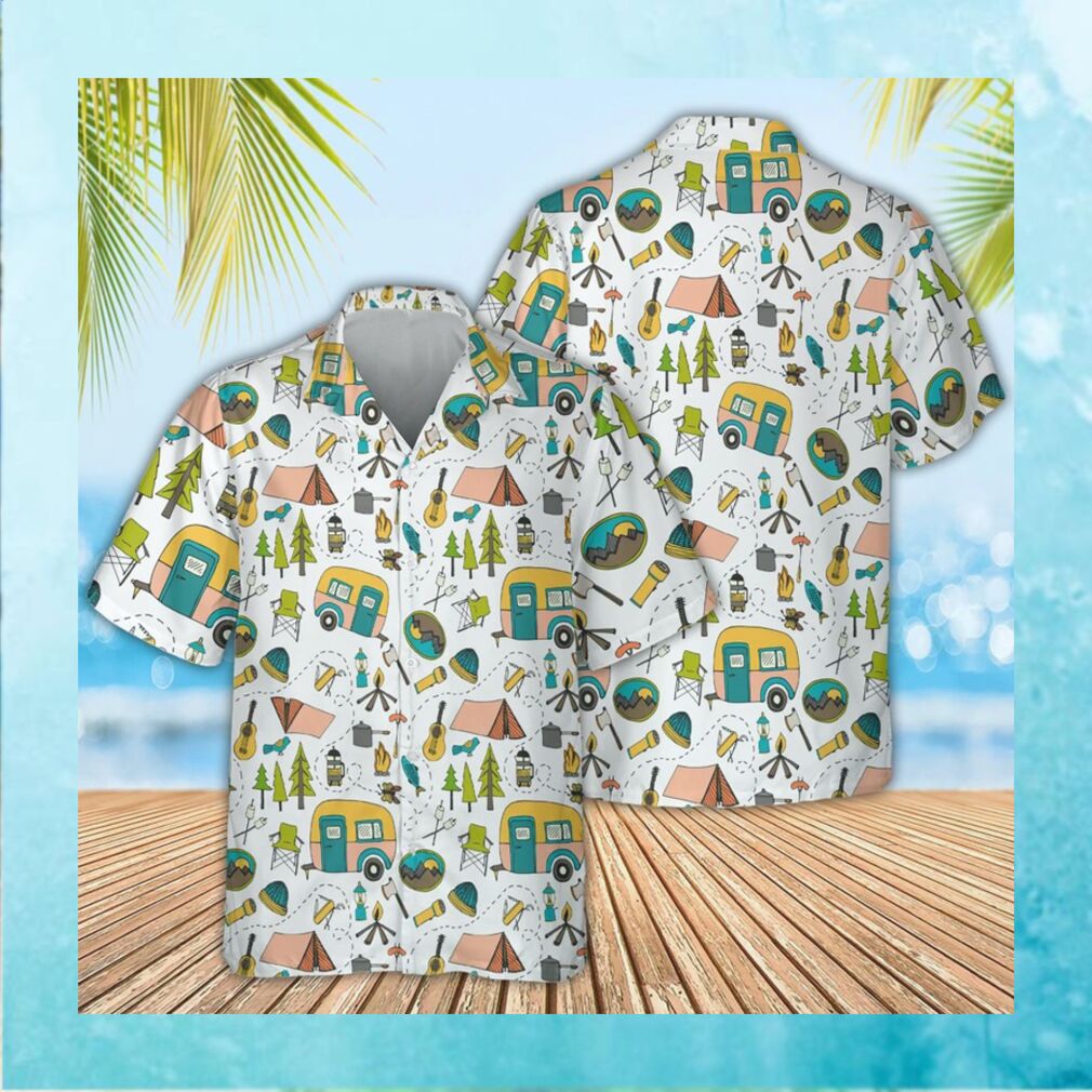 Camping pattern short sleeve hawaiian shirt