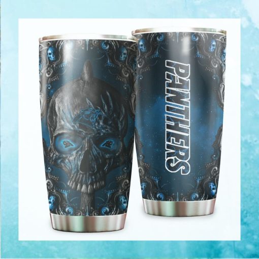 Carolina Panthers NFL Logo Skull Design Stainless Steel Tumblers Cup 2