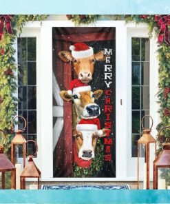 Cattle Cow Merry Christmas Door Cover