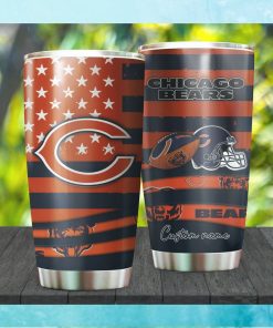 Chicago Bears NFL American Flag Custom Name Stainless Steel Tumblers