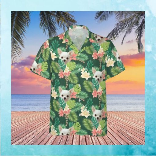 Chihuahua Lily Flower Tropical Shirt Dog Hawaiian Button Up Shirt Gift Ideas For Sister