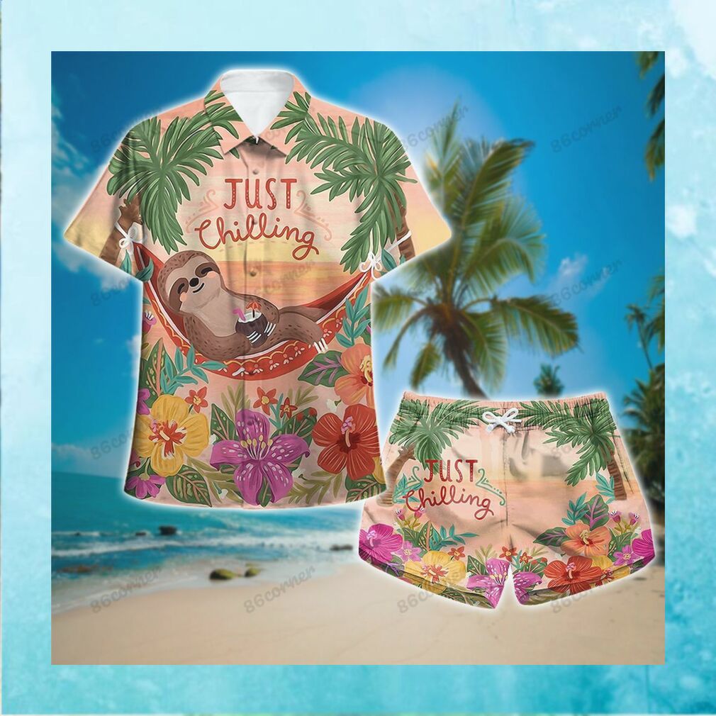 Chilling Sloth Hawaii Shirt and Short Set