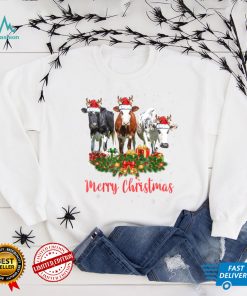 Cow Christmas Lights Tree Sweater Stocking Ornaments Xmas T Shirt Hoodie, Sweter Shirt