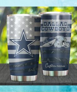 Dallas Cowboys NFL American Flag Custom Name Stainless Steel Tumblers