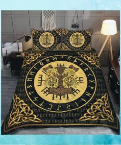 Gold Fenrir Viking Tattoo All Over Quilt Bedding Set