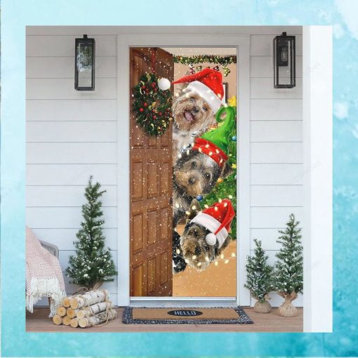 Hello Christmas ! Yorkshire Terrier Door Cover