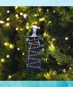 Horror Ghost Nun With Santa Hat Led Lights Ornament