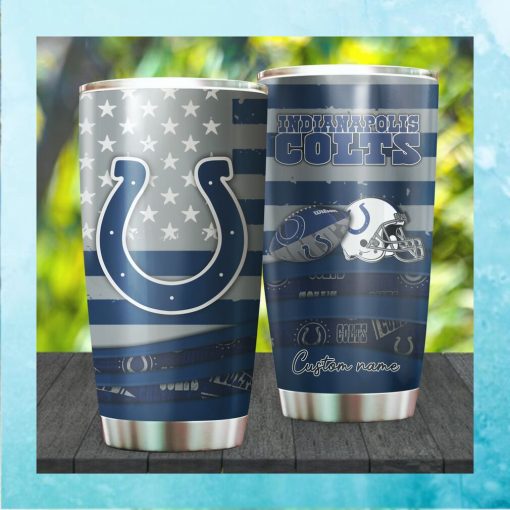 Indianapolis Colts NFL American Flag Custom Name Stainless Steel Tumbl