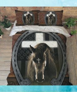 Jesus And Black Horse Quilt Bed Set