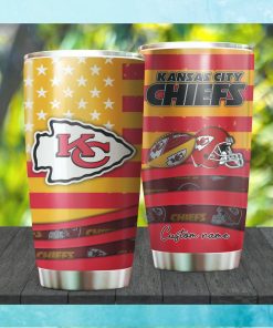 Kansas City Chiefs NFL American Flag Custom Name Stainless Steel Tumbl