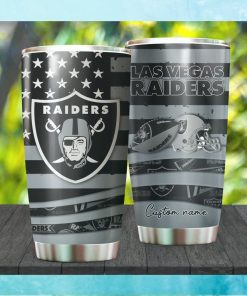 Las Vegas Raiders NFL American Flag Custom Name Stainless Steel Tumble