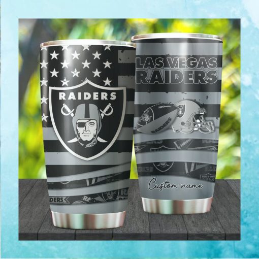 Las Vegas Raiders NFL American Flag Custom Name Stainless Steel Tumble