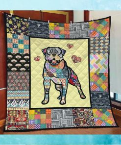 Love Of Rottweiler quilt blanket funny family holiday, Xmas Quilt
