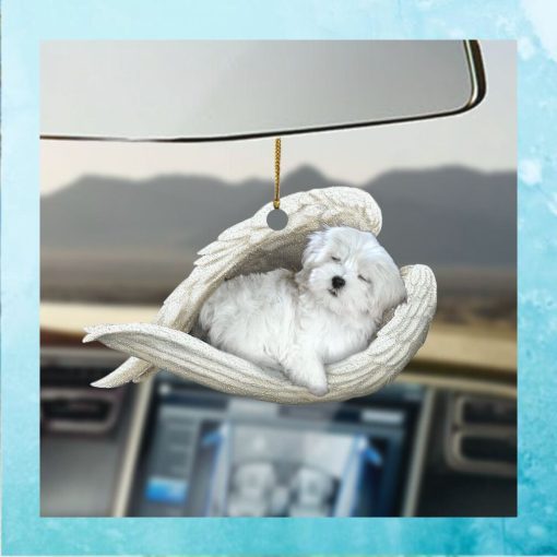 Maltese Sleeping Angel Ornament