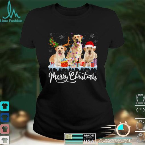 Merry Christmas Labrador Retriever Santa Light Reindeer Hat T Shirt hoodie, sweater Shirt