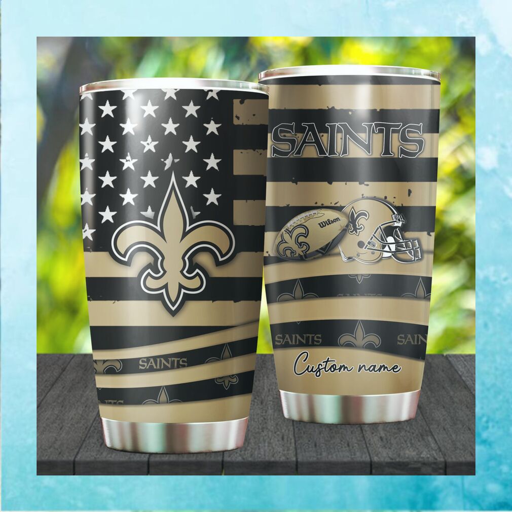 New Orleans Saints NFL American Flag Custom Name Stainless Steel Tumbler