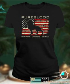 Official Lion Pureblood Unmasked Unvaxxed Unafraid American Flag Shirt
