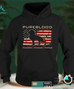 Official Lion Pureblood Unmasked Unvaxxed Unafraid American Flag Shirt