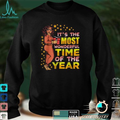 Official Most Wonderful Time Christmas Pajamas Melanin Black Women T Shirt hoodie, sweater