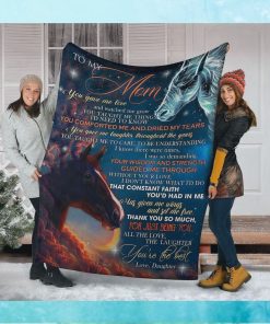 Personalized Gift For Mother’s Day   Gift From Daughter to Mom   Horse Mom   To My Mom You Gave Me Love And Watched Me Grow   Quilt