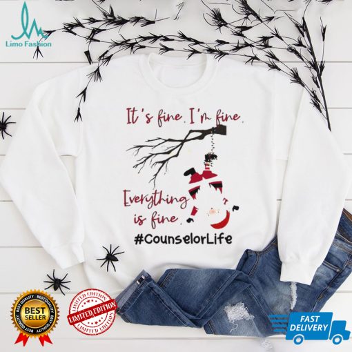 Santa Its Fine Im Fine Everything Is Fine Counselor Life Christmas Sweater Shirt Hoodie, Sweter Shirt