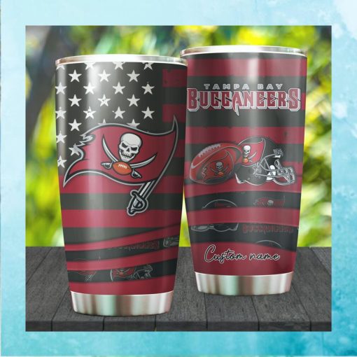Tampa Bay Buccaneers NFL American Flag Custom Name Stainless Steel Tum