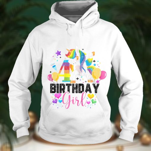 Unicorn Dabbing 4th Birthday Funny Girl Birthdays Graphic T Shirt Hoodie, Sweter Shirt