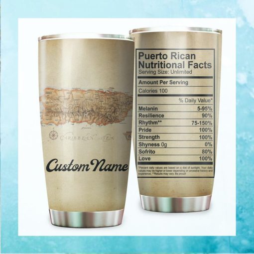Vintage Puerto Rico Map Custom Name Tumbler For Puerto Ricans In Daily