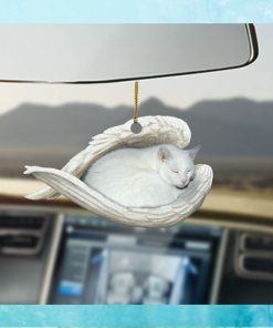White Cat Sleeping Angel Ornament
