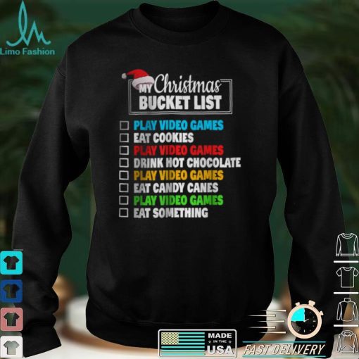 Xmas Bucket List Santa Hat Video Gamer Boys Christmas T Shirt