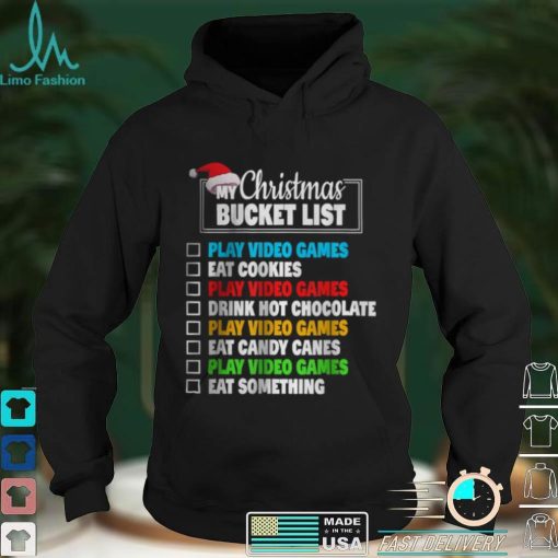 Xmas Bucket List Santa Hat Video Gamer Boys Christmas T Shirt