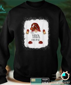 Yaya Gnome Buffalo Plaid Christmas Light Bleached T Shirt
