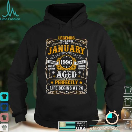 26 Year Old January 1996 Vintage Retro 26th Birthday Gift T Shirt tee