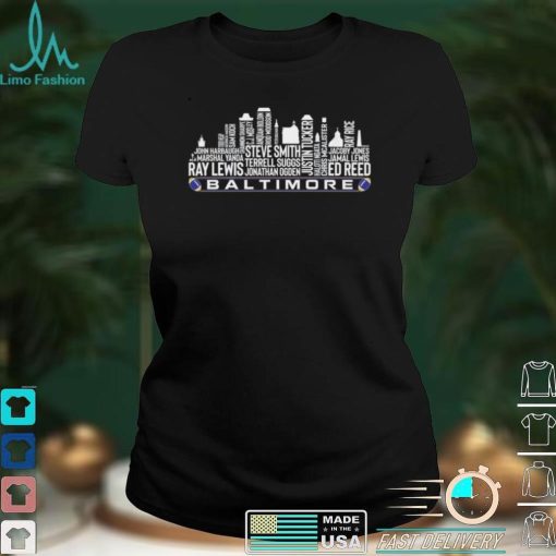 Baltimore Ravens NFL All Time Legends Skyline Graphic Unisex T Shirt