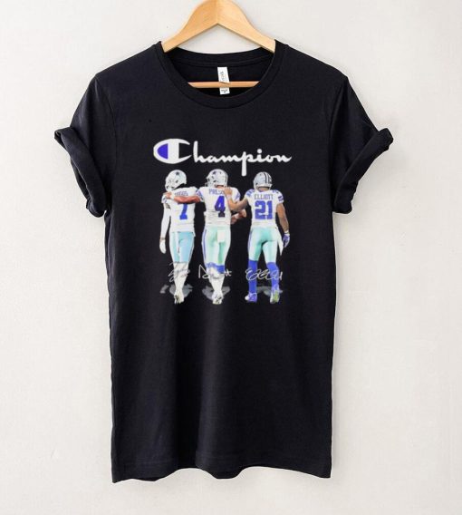 Cowboys Stefon Diggs Dak Prescott And Ezekiel Elliott Champion Signatures Shirt