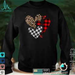 Hearts Leopard Plaid Buffalo Heart Valentines Day Girls Kids T Shirt