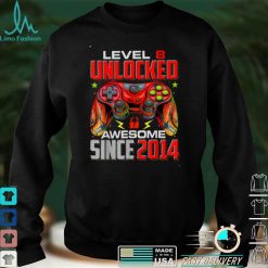 Level 8 Unlocked Awesome Since 2014 8th Birthday Gaming T Shirt