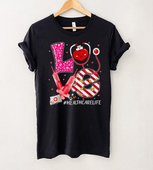 Love Healthcare Worker Nurse Cute Heart Valentines Day T Shirt