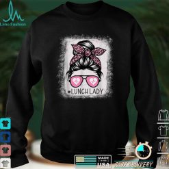 Lunch Lady Life Bleached Shirts Pink Leopard Messy Bun T Shirt