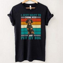 Mens Want to drink Beer and Pet My Dog Dachshund German T Shirt