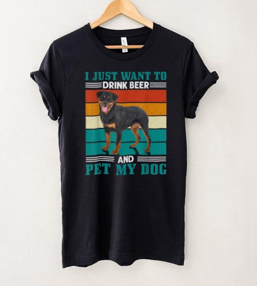 Mens Want to drink Beer and Pet My Dog Rottweiler Rotti Dogs Love T Shirt