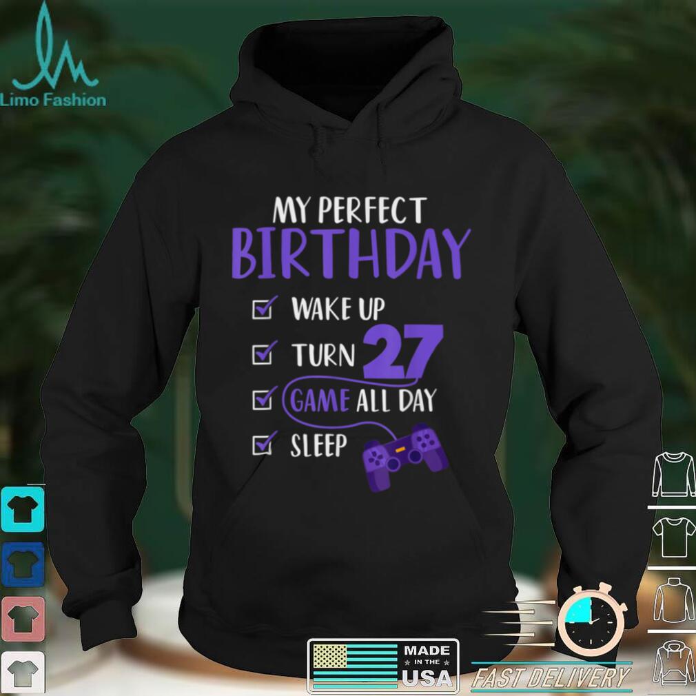 Perfect Birthday Gamer Boy Level 27 Unlocked 27th Birthday T Shirt