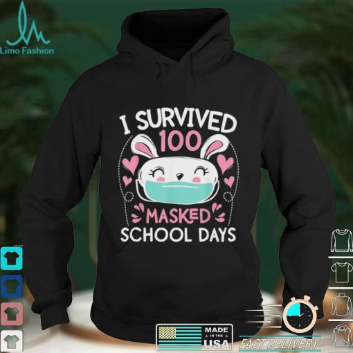 Rabbit I survived 100 masked school days shirt