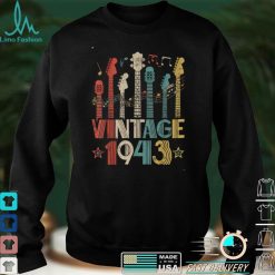 Retro Vintage 1943 Guitar Lover 1943 Birthday Guitarist T Shirt