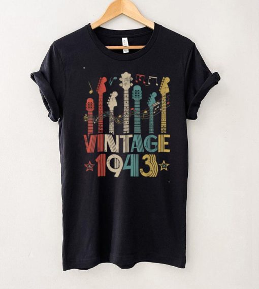 Retro Vintage 1943 Guitar Lover 1943 Birthday Guitarist T Shirt