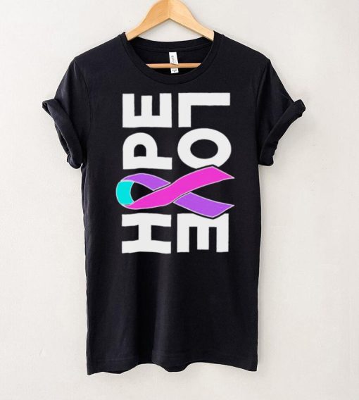 Thyroid Cancer Awareness Sideways Hope Love Ribbon Shirt