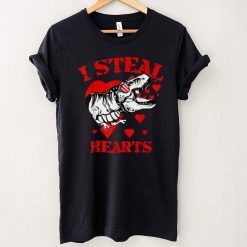 Valentines Day Kids Dinosaur T rex Lover I Steal Hearts T Shirt (1)